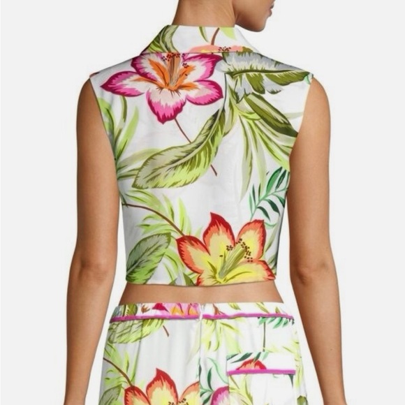 LE SUPERBE “Skyline Floral” Tie-Front Blouse Foliage Leaf Print Size 0 NWOT! - Picture 3 of 7